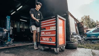 ASMR Toolbox cleaning | Nightride garage