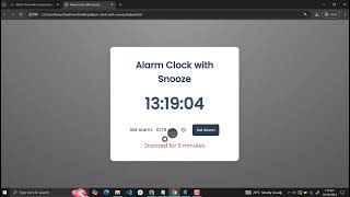 Alarm Clock with Snooze Using HTML, CSS and JavaScript with Source Code