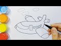 儿童简笔画−如何画飞机，给画涂颜色？how to draw an airplane happydrawing