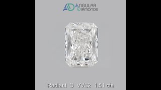 IM10288 Radiant D VVS2 1.51 carat IGI CVD HPHT Lab Grown Created Diamonds -- Angular Diamonds