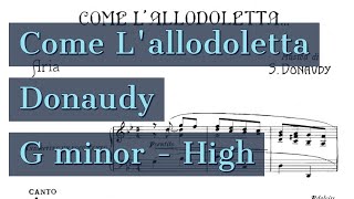 Come L'allodoletta Piano Accompaniment Donaudy 36 Arie Karaoke High Key