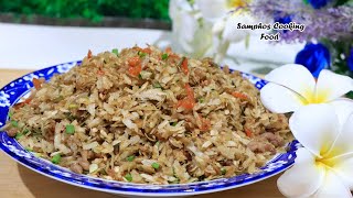 អំបុកលីងសាច់ជ្រូក Rice Fry With Pork | Samphos Cooking Food