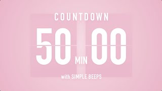 50 Minute Countdown Timer 🌸 Flip Clock with Simple Beeps 🔔