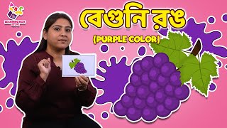 বেগুনি রঙ | Purple Colour | Secondary Colour | Nursery Rhymes | Learning Box by Puntoon Kids