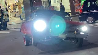 渋谷ローライダー アメ車カスタムカー【ローライダーShibuya Nightアメ車Lowrider】ストリートパフォーマンス 2022/03/05