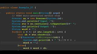 Write a program in Java to accept a name(Containing three words) and Display only the initials