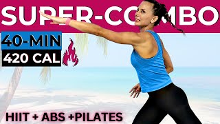 40-MIN HIIT WORKOUT + PILATES (total body super-combo, weight loss cardio, toning, abs + belly fat)