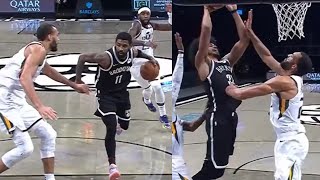 Kyrie Irving behind the back pass to Jarrett Allen for the poster on Rudy Gobert!