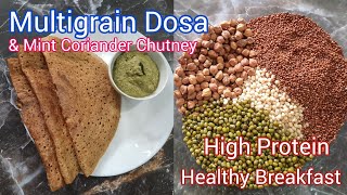 High protein Multigrain Dosa | Healthy Breakfast Recipe | Weightloss Dosa Recipe | Multigrain Dosa