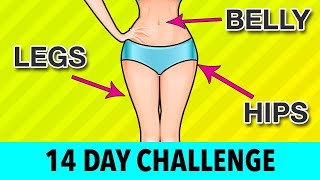 14-DAY Legs + Belly + Hips Challenge -Home Exercises | weight loss exercises at home| @RobertasGym