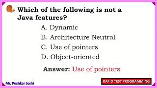 Java MCQ Part II || Joshi Pushkar D. || Rapid Test Programming