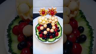 #Amazing Apple 🍎 cucumber 🥒 Melon 🍈 Tomato 🍅 carving cutting design Skills and decorated plate.