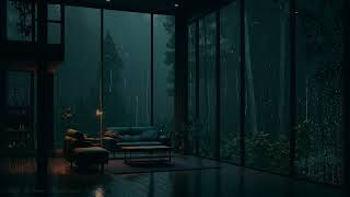 A Cozy living Room with Gentle Rain Sounds - Rainstorm Sounds for Sleep and Relaxation