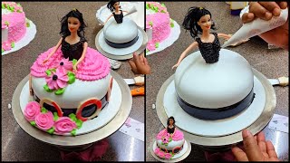 🎂Barbie Doll Cake Design/Doll Cake Decorating ideas/Pink Colour combination/Happy Birthday Cake