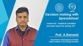 Lecture 05 – Graphical Calculator and Excel Solver for solving LPP