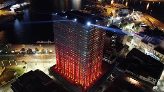 Piraeus tower by drone 4k