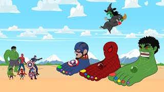 Super Hero: Evolution Of Foot - HULK , Spiderman Vs Captain America : Size Comparison | ANIMATION