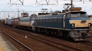 2014/10/04 JR貨物 3091レ コンテナ EF66-21 \u0026 EF66-118 清洲駅 / JR Freight: Intermodal Containers at Kiyosu