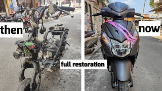 full restoration: Honda Dio accidental scooter perfectly restored watch full video.