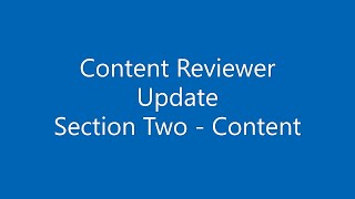 Content Reviewer Update  - The Content