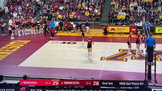 Kenzie Knuckles Block Nebraska Husker Volleyball vs Minnesota 10/30/2021