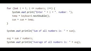 Sum and Average of numbers - Java - Eclipse - Coding