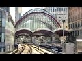 London. Riding the DLR train from Bank to Lewisham via Canary Wharf