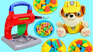 Feeding Paw Patrol Rubble with a Play Doh Pasta Maker | Fun & Easy DIY Play Dough Arts and Crafts!