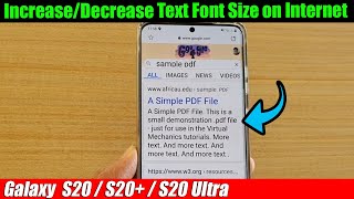 Galaxy S20/S20+: How to Increase/Decrease Text Font Size on Internet