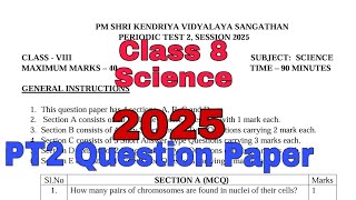 Class 8 Science PT2 Question Paper 2025| Class8 Science Periodic Test2 Sample Paper |#class8science