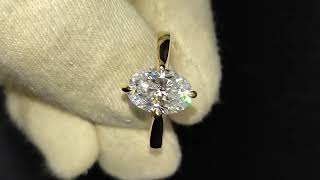 Oval Cut 10x7 mm Moissanite Engagement Ring 14K Solid Yellow Gold