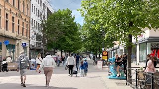 Swedish Town Walks: Sundsvall. Street life, people and dragons in beautiful city in northern Sweden.