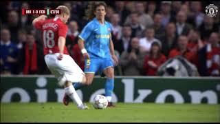 Paul Scholes long range goal vs Barcelona. Manchester United vs Barcelona 1-0