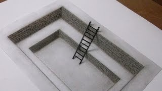3d art drawing - Ladder inside the hole