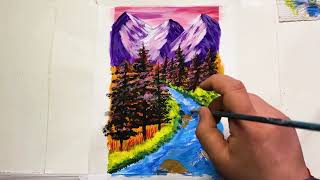 Painting an Abstract Landscape in Acrylic | Timelapse