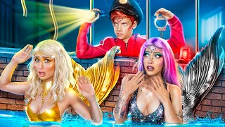 Extreme Makeover From Day Girl and Night Girl to Mermaids! Mermaid in Jail!