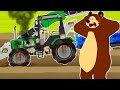 Repairing and Cleaning a broken Combine harvester | The Bear Garage funny Animation