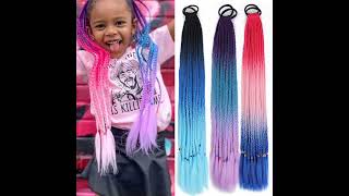 Party Festival Braids Hairpiece False Braid Box Braided Ponytail Synthetic Hair Extensions Colorful