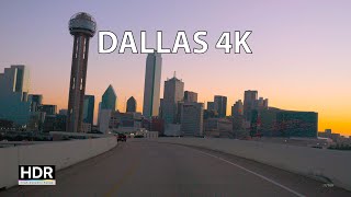 Texas Sunrise - Dallas 4K - Driving Downtown