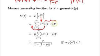 Geometric distribution moment generating function