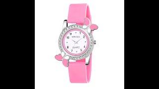 SPINOZA Pink diamond studded attractive butterfly stylish women Analog Watch - For Girls