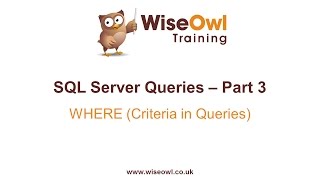 SQL Server Queries Part 3 - WHERE (Criteria in Queries)