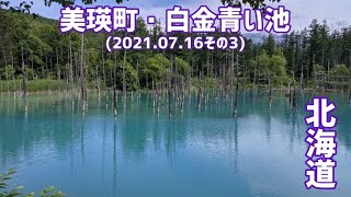 【美瑛・青い池＆白ひげの滝】コバルトブルーのきれいな池と白ひげの滝(2021.07.16その3)