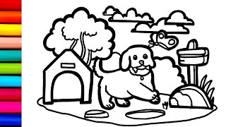 Dog House Drawing, Colouring and Painting for kid's & Toddlers | Let's Draw Together