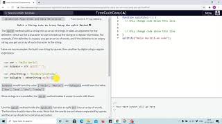 Tutorial 19 - split a string into an array - freecodecamp