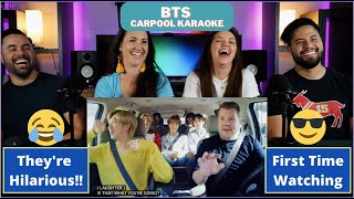 First time ever watching BTS “Carpool Karaoke” - Why is this so funny 😂😂 | Couples React (Re-Upload)
