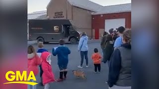 Community thanks UPS driver with surprise party | GMA