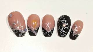 Funeral Nails Black and White Nails