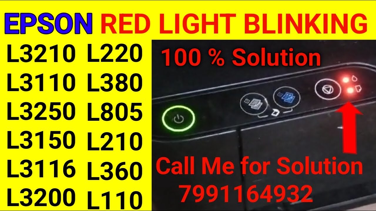 Epson L3210 L3250 Red Light Blinking Solution | How To Fix Red In Epson ...