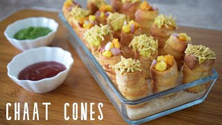 3 Ingredient Crispy Cone Chaat Without Mould - Eggless No Yeast No Fry | Veg Snack | चट कप बिना तलना